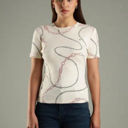 TOMMY HILFIGER Beige Cotton Print T-Shirt-image-51