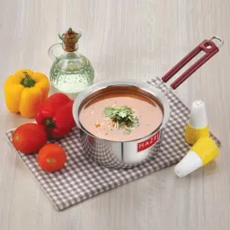 HAZEL Silver Stainless Steel 17 cm Saucepan with Rubber Grip Handle (1.3 L)-image-67