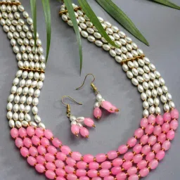 Zeneme Gold Plated Pearl Beaded Jewellery Set-image-52