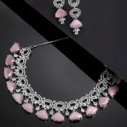 Zeneme Silver Plated AD Studded Jewellery Set-image-17