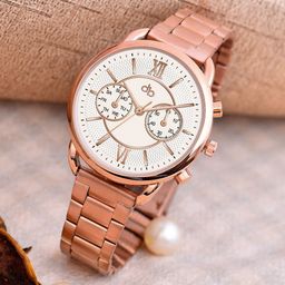DressBerry Women Dial & Stainless Steel Bracelet Style Straps Analogue Watch HOBDB-274-RG-image-27