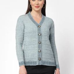 Kalt Light Blue Self Design Sweater-picture-22