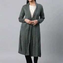 Aurelia Grey Plain Long Cardigan-image-37