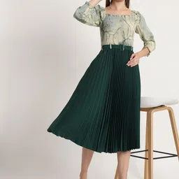 ZWERLON Abstract Printed Square Neck Fit & Flare Midi Dress image 5
