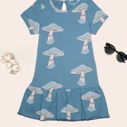 Be Awara Girls Blue Cotton Relaxed Fit Printed Dress-image-27