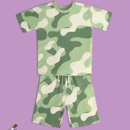 MINIKLUB Kids Green & Cream Camouflage T-Shirt Set-image-7