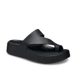 Crocs Women's Getaway Black Toe Ring Wedges-25