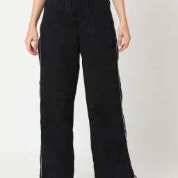 Globus Black Cotton Relaxed Fit Mid Rise Joggers-image-54