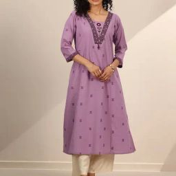 Libas Lavender Cotton Regular Fit Printed Kurtas-image-31