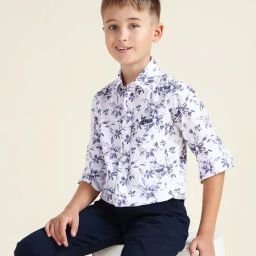 U.S. Polo Assn. Boys Blue Cotton Floral Shirt-image-58