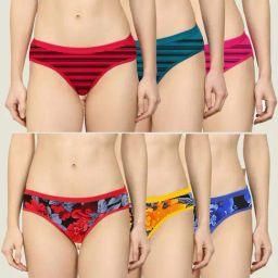 AROUSY Red & Pink Striped Hipster Panties - Pack Of 6-image-14