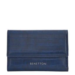 United Colors of Benetton Annie Navy Textured Tri-Fold Wallet For Women-15