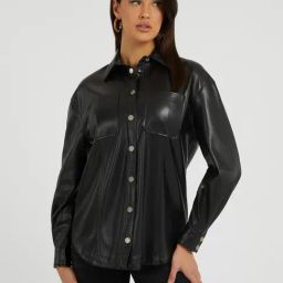 Guess Black Solid Full Sleeves Jacket-image-89