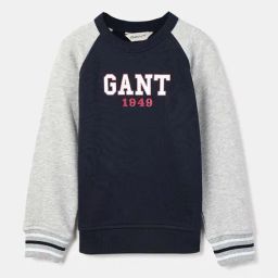Gant Boys Blue Color-Blocked Round Neck Full Sleeves Sweatshirt-image-20