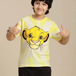 Kidsville Lion King Printed Regular Fit Yellow & White T-Shirt For Boys-image-41
