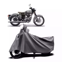 Auto Pearl Two Wheeler Cover with Bag for Royal Enfield Classic Gunmetal BS6, Silver-image-45
