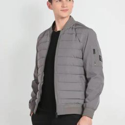 U.S. Polo Assn. Denim Co. Grey Regular Fit Quilted Bomber Jacket-image-29