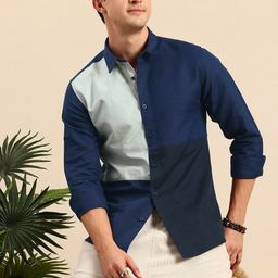 Mast & Harbour Men Standard Colourblocked Linen Cotton Casual Shirt-image-21
