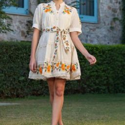 Autumnlane White Sam Pearl Marigold Cotton Dress-image-13