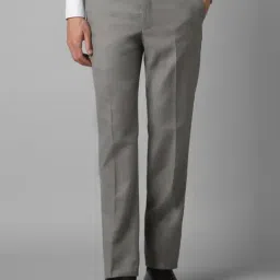 Louis Philippe Grey Slim Fit Checks Trousers-image-55