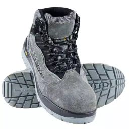 Mallcom Steel Toe Safety Shoes High Ankle PU Sole Double Density Grey Leather Size UK 9, Manx Suede-image-96