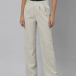 showoffff SHOWOFF Beige Straight Fit Mid Rise Trousers-picture-17