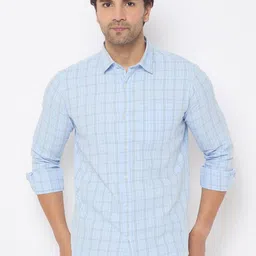 Duke Men Spread Collar Tartan Checked Cotton Slim Fit Casual Shirt-image-37