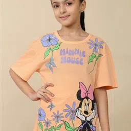 Kids Ville Girls Mickey & Friends Printed oversized Fit Tshirt-image-19