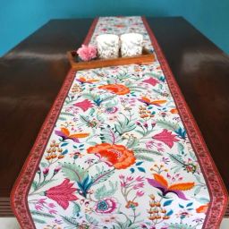 Tara Sparkling Homes Peach Cotton Ethnic Motifs Table Runner-39