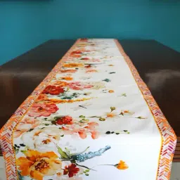 Tara Sparkling Homes Orange Cotton Floral Table Runner-image-47
