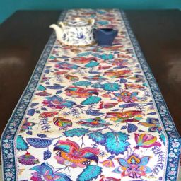 Tara Sparkling Homes Blue Cotton Floral Table Runner-picture-46