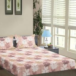 Trance Home Linen Pink & White Ethnic Motifs 180 TC King Bedsheet with 2 Pillow Covers-8