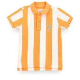 U.S. Polo Assn. Kids Orange & White Striped Polo T-Shirt-image-65