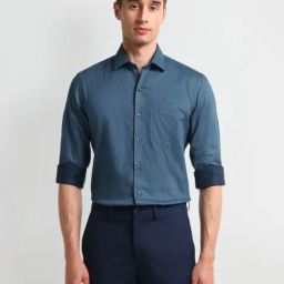 Arrow Blue Cotton Slim Fit Printed Shirt-picture-26