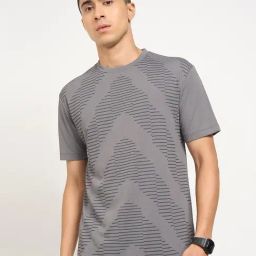 Ajile By Pantaloons Grey Relaxed Fit Printed Sports T-Shirt-image-83