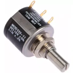 Vishay Panel Mount Rotary Potentiometer 1 W Power 10 kΩ Resistance Solder Lug Terminal, 533B1103JL-14