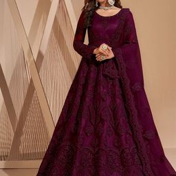 APNISHA Embroidered Net Formal Fit & Flare Maxi Dress-image-95