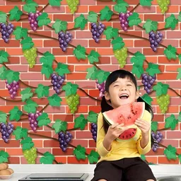 INDIAN ROYALS Brown & Green Printed Brick Stone 3D Home Dcor Waterproof Wallpaper-image-91