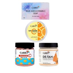 CARET ORGANIC Set Of 4Soap- 75 g- Face Pack- 100 g- Glow Scrub- 100 g &Cream- 100 g-76