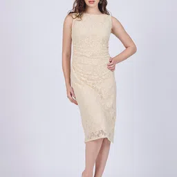 Outzidr Floral Lace Sleeveless Sheath Midi Dress-picture-6
