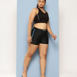 Aarika Women Plus Size Black Mid-Rise Swim Shorts-image-10