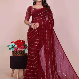 Moda Rapido Embellished Sequinned Pure Georgette Saree-17