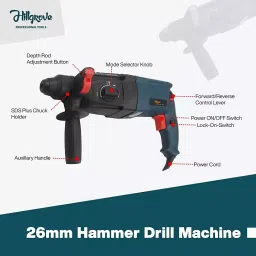 Hillgrove 1200W 26mm Rotary Hammer Drill Machine with 5 Bits, HG0081 image 2
