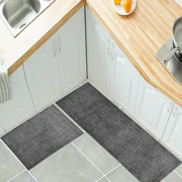 Dolce Casa 2-Pcs Grey Soft Anti-Skid Bathmat & Runner-44