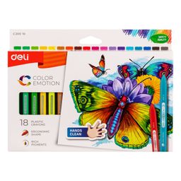 Deli 18 Bright Color Pre Sharpened Plastic Crayons with Mini Sharpner Triangular Barrel Wax Colors Smooth Drawing Crayons Artist Oil Pastels - Multicolour-28
