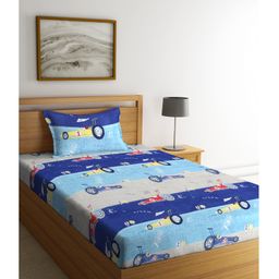 Arrabi Single Bed Cotton Bedsheet and Pillow Cover - Multicolour-15