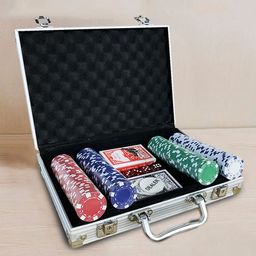 VGRASSP 200 Pieces Poker Chips Game Set Toy For Kids, Adults With Lockable Aluminum Case, Casino Chips, 2 Decks Of Playing Cards, 5 Dices And A Dealer Button - Play With Family And Friends-11