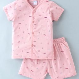 Tango Single Jersey Knit Half Sleeves Short Set Text & Star Print - Pink-picture-18