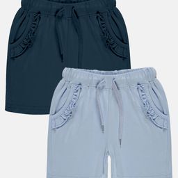 Kiddopanti Pack Of 2  Frill Detailed Pocket Hot Shorts -  Blue-image-82