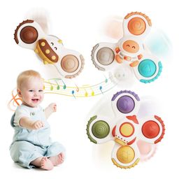 Kidology 3Pcs Silicone Suction Cup Fidget Spinner Bath Toys -  Rotating Spinning Sensory Early Education and Dining Chairs Toys for Baby -  Best Birthday Baby Gifts for Kids (Windmill)-18